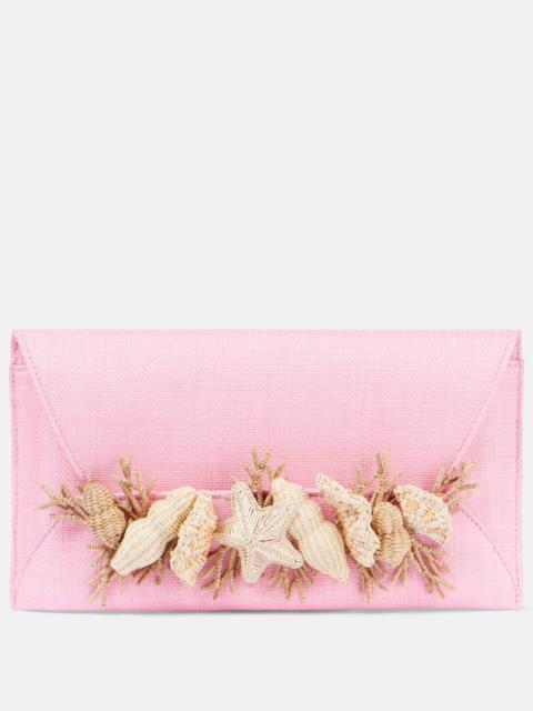 Marea Small raffia-trimmed clutch