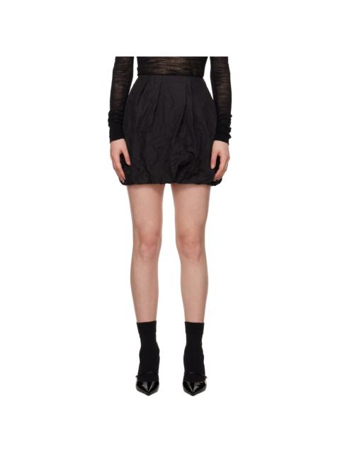 Black Crinkled Drape Miniskirt