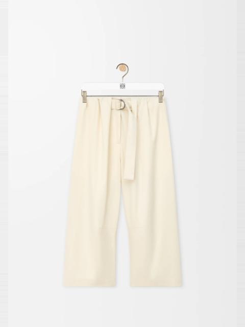 Cropped belted trousers in cotton and silk