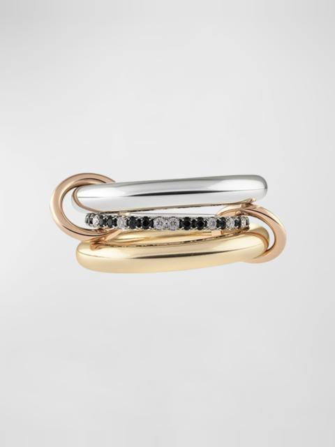 Libra 18k Gold & Silver 3-Link Ring w/ Micropave Diamonds