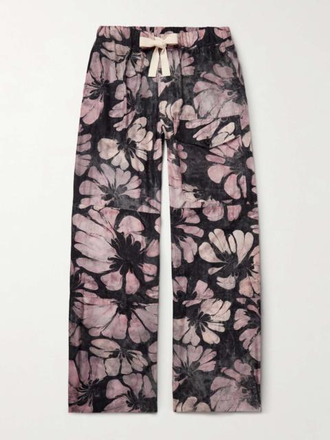 Pannoch Wide-Leg Floral-Print Silk-Satin Drawstring Cargo Trousers