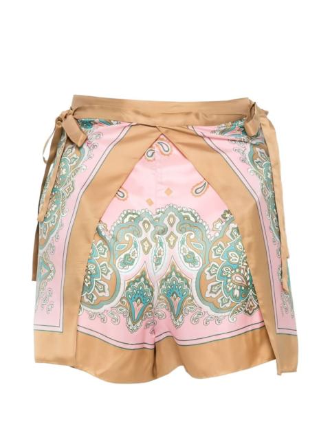paisley tie-fastening shorts