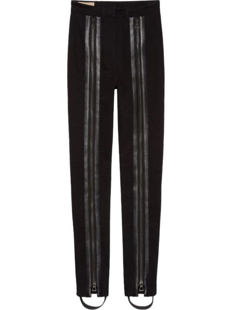 Zip pant with and leather pockets