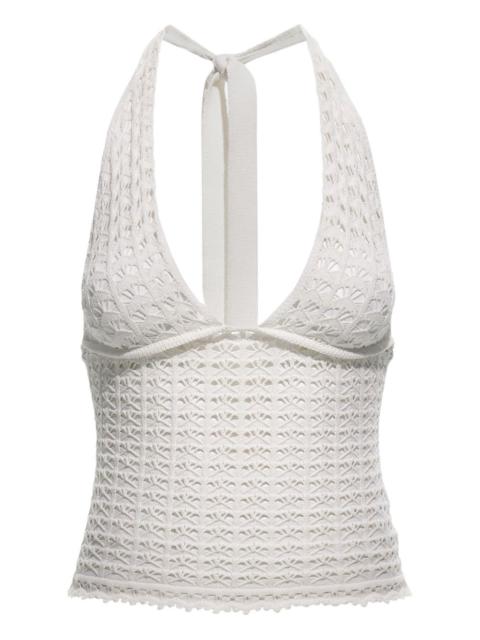 halterneck crochet-knit top