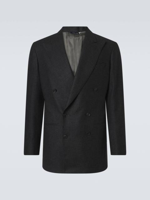 Prince of Wales check wool flannel blazer