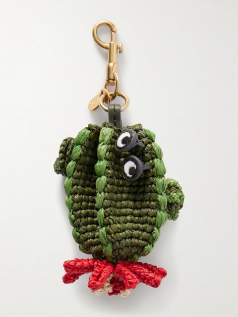 Cactus Gold-tone And Raffia Bag Charm