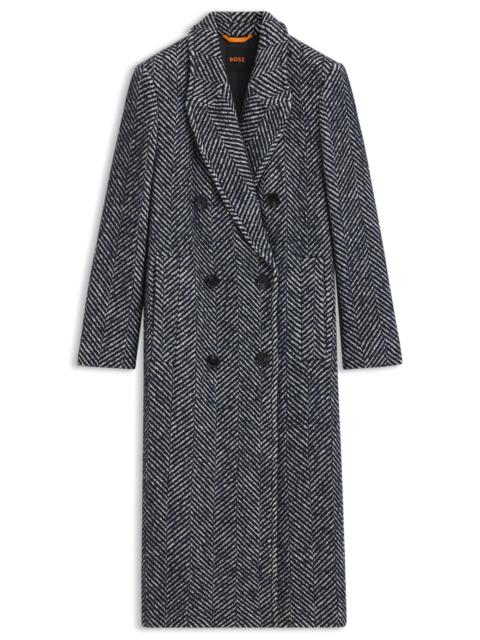 LONGLINE DOUBLE-BREASTED COAT WITH MACRO HERRINGBONE