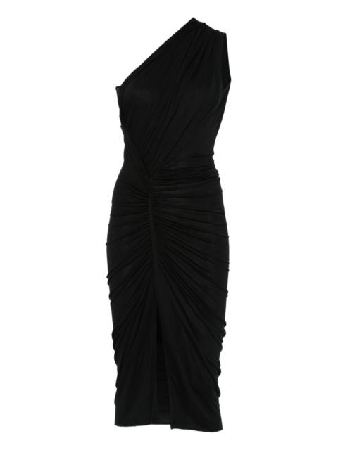 one-shoulder draped dress