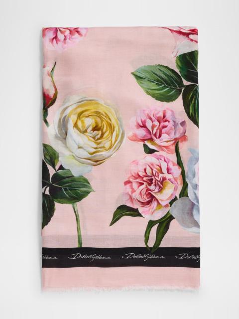 Floral Silk-Blend Stole