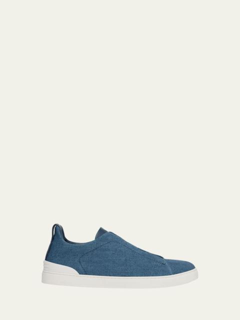 Men's Triple Stitch Linen Slip-On Sneakers