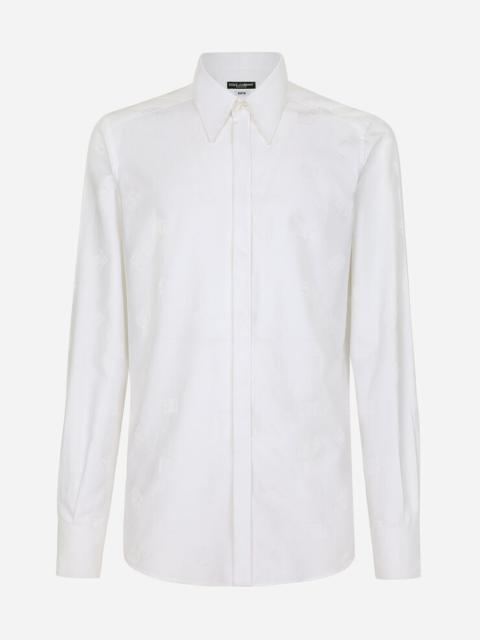 Cotton jacquard Martini-fit shirt with DG Monogram