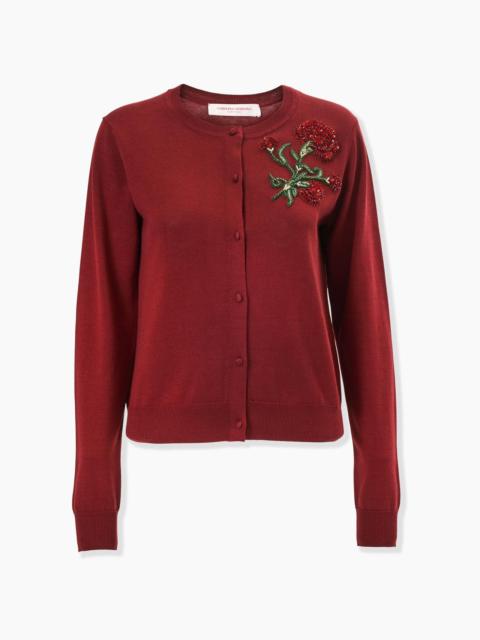 Crystal-Embroidered Rose Cardigan
