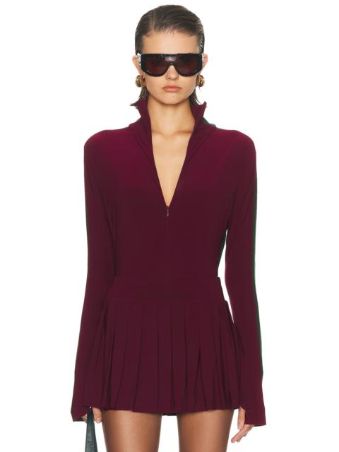 Side Stripe Zip Front Long Sleeve Turtleneck Bodysuit