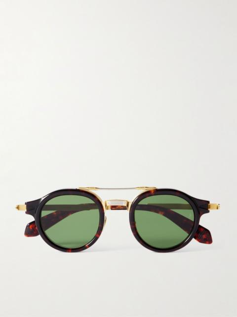 Delage Round-Frame Tortoiseshell Acetate and Gold-Tone Sunglasses Brown