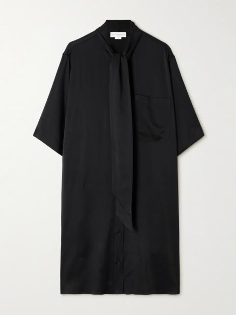 Tie-neck Satin-crepe Mini Dress