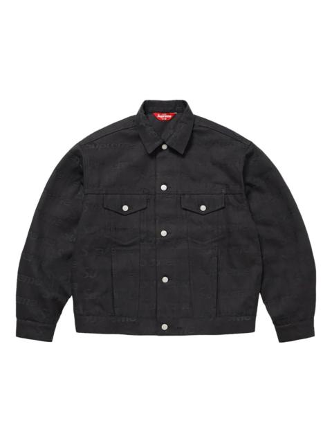 jacquard logos denim trucker jacket
