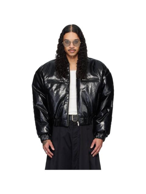Black Riot Faux-Leather Bomber Jacket