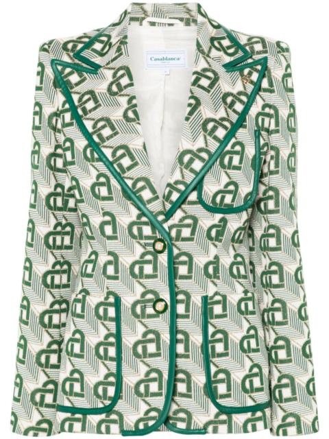 Heart-jacquard peak-lapel blazer