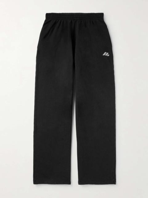 Wide-Leg Logo-Print Cotton-Jersey Sweatpants