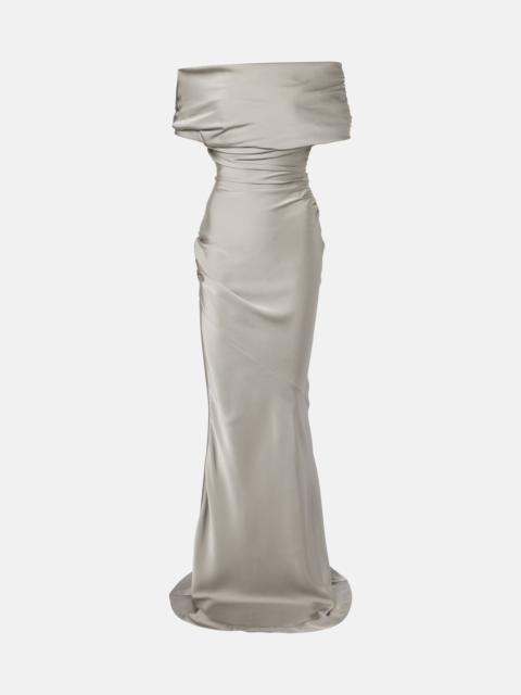 Off-shoulder satin gown