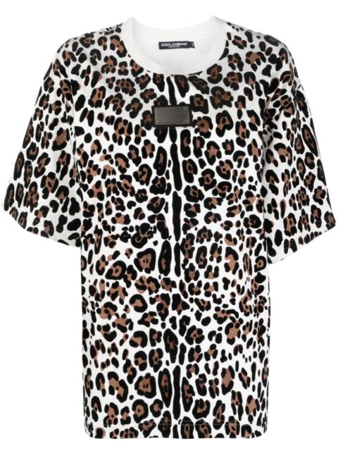 leopard-print cotton T-shirt