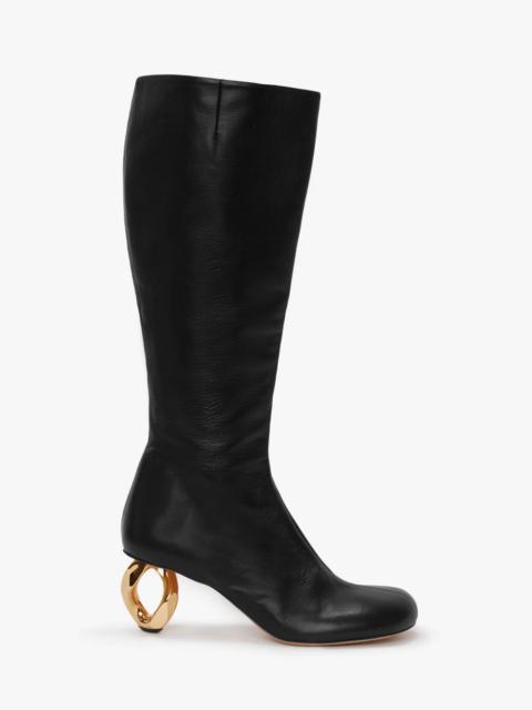 CHAIN HEEL HIGH BOOTS