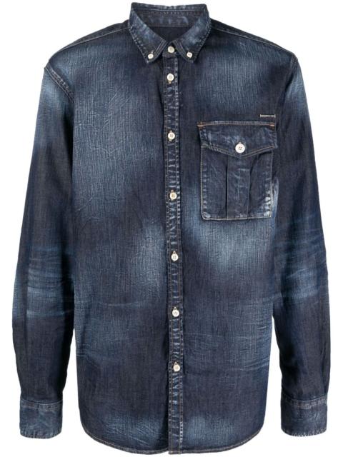 logo-plaque denim shirt