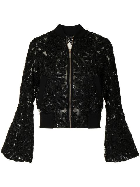 sequin-embellished bell-sleeve jacket