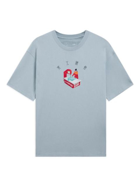 Li-Ning Cartoon Graphic Loose Fit T-shirt 'Blue' AHSS333-6