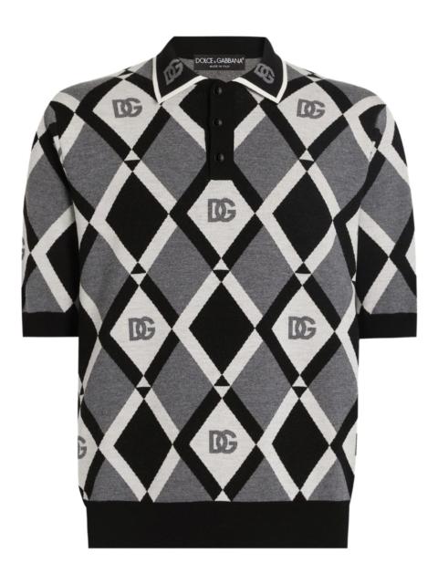 diamond-pattern polo shirt