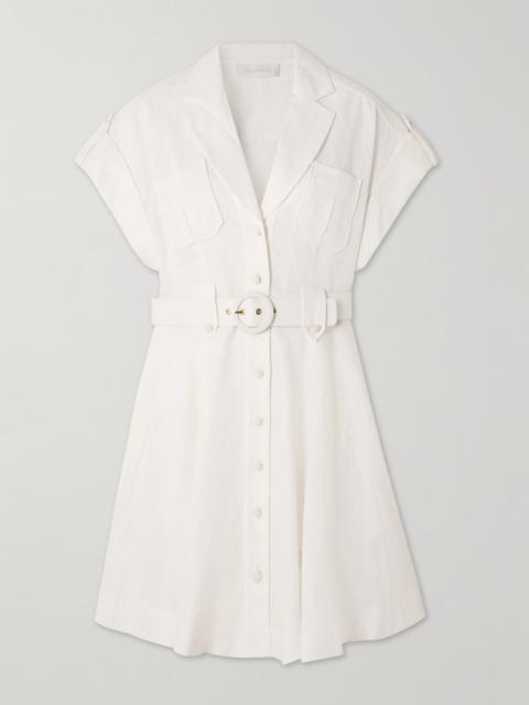 Awaken Belted Linen Mini Shirt Dress