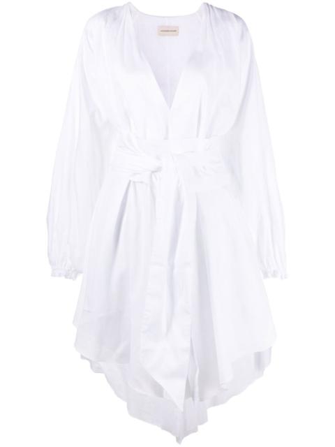 ruched-detail long-sleeve midi dress