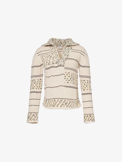 Striped-panel regular-fit wool-blend top