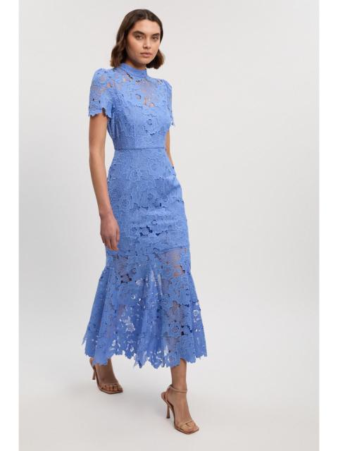 Guipure Lace High Neck Woven Midi Dress