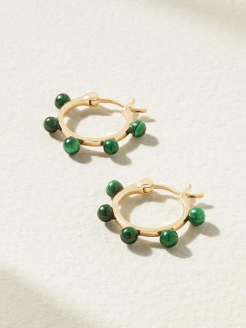 Small Dot 14-karat Gold Malachite Hoop Earrings