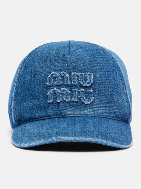 Logo denim baseball cap