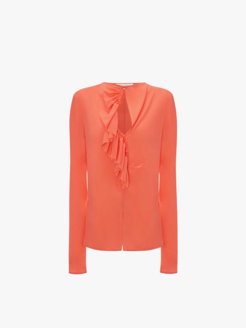 Romantic Ruffle Blouse In Coral