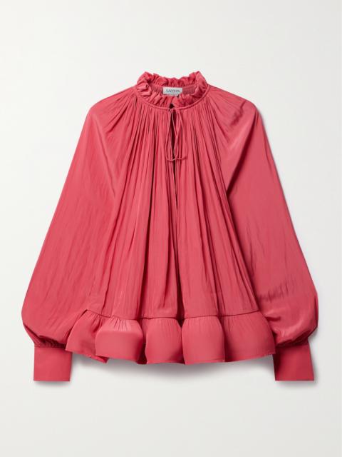 Ruffled Gathered Charmeuse Blouse
