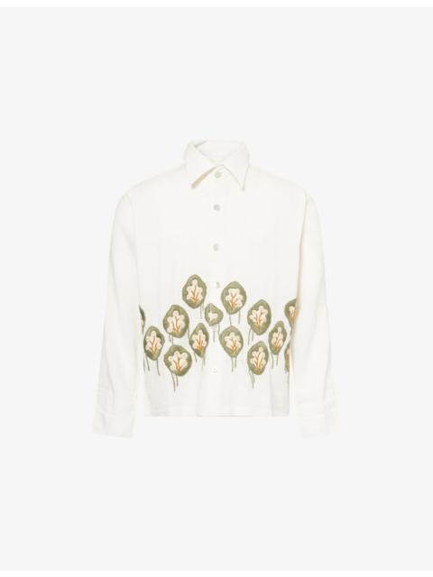 Hand-Embroidered Box Cotton Shirt