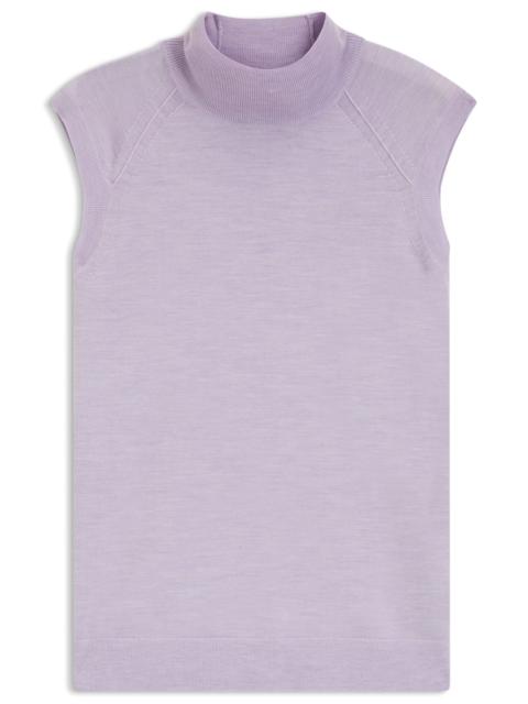 SLEEVELESS TOP IN MERINO WOOL WITH MOCK NECK