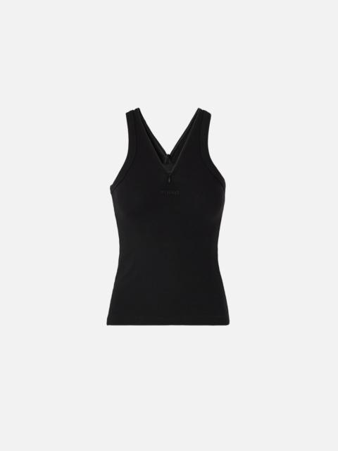 RIB-KNIT TANK TOP WITH V-NECK AND PINKO LOGO