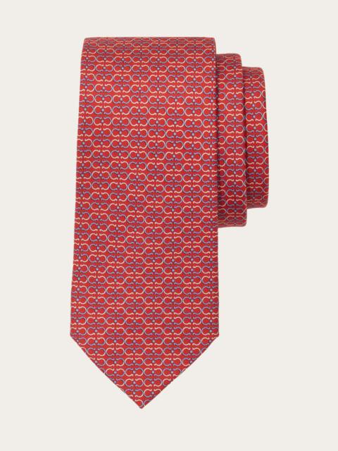 Gancini print silk tie
