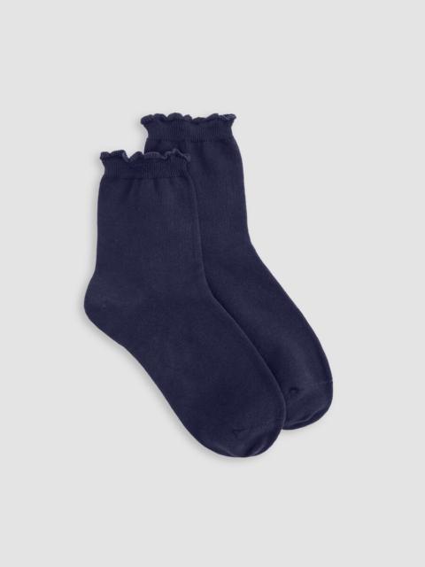 Cotton Rib Scallop Edge Short Crew Sock