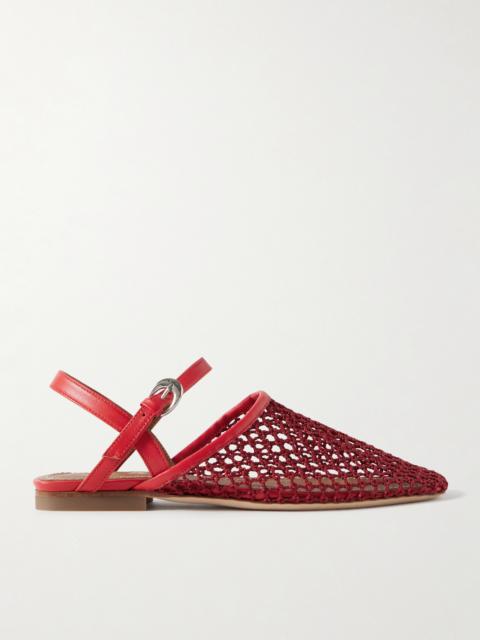 Rete Leather-trimmed Crocheted Slingback Flats