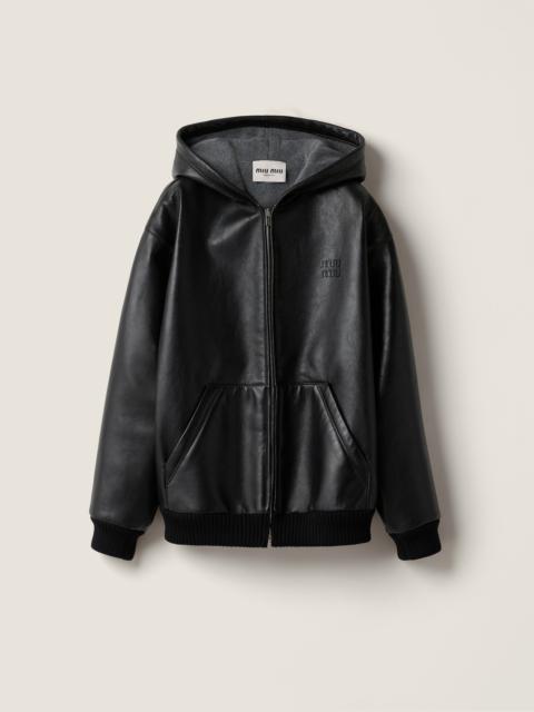 Nappa leather hoodie jacket
