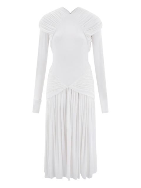 ruched long-sleeve dress