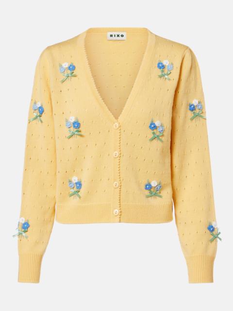 Merinda embroidered pointelle wool cardigan
