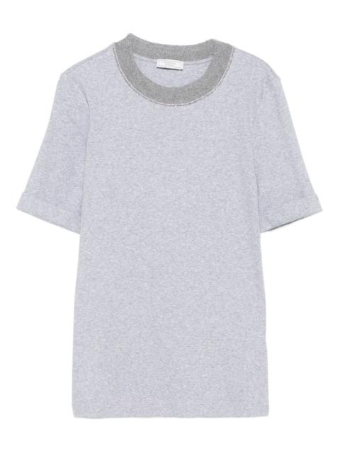 embellished-neck T-shirt