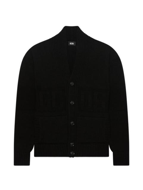 shawl-collar buttoned cardigan