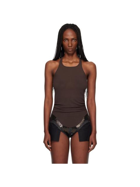 Brown Temple Basic Rib Tank Top